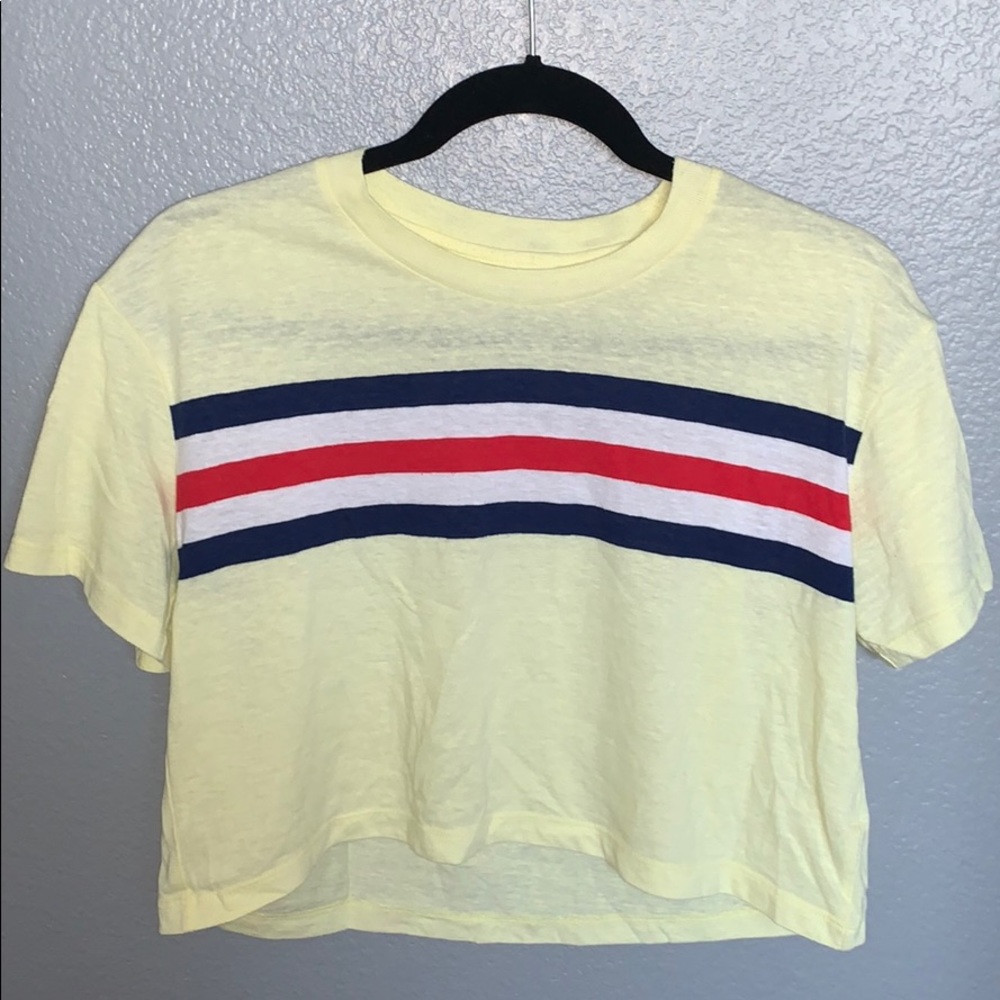Pacsun Yellow Stripped Cropped Tee